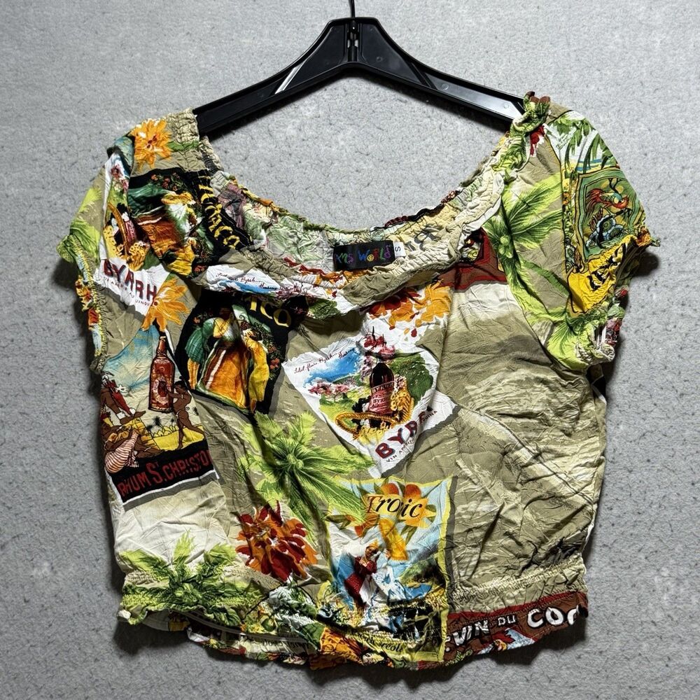 Jams World Blouse Women’s Small Floral Off The Shoulder Short Sleeve Top